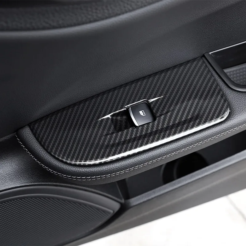 LHD Carbon fiber For Alfa Romeo Giulia 2017-2020 ABS Chrome Window Lift Switch Button Frame Cover Trim Stickers Car Accessories |