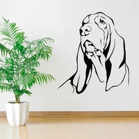 hot selling vinyl wall sticker basset hound dog head art wall decals home living room art decorative wall mural 3063