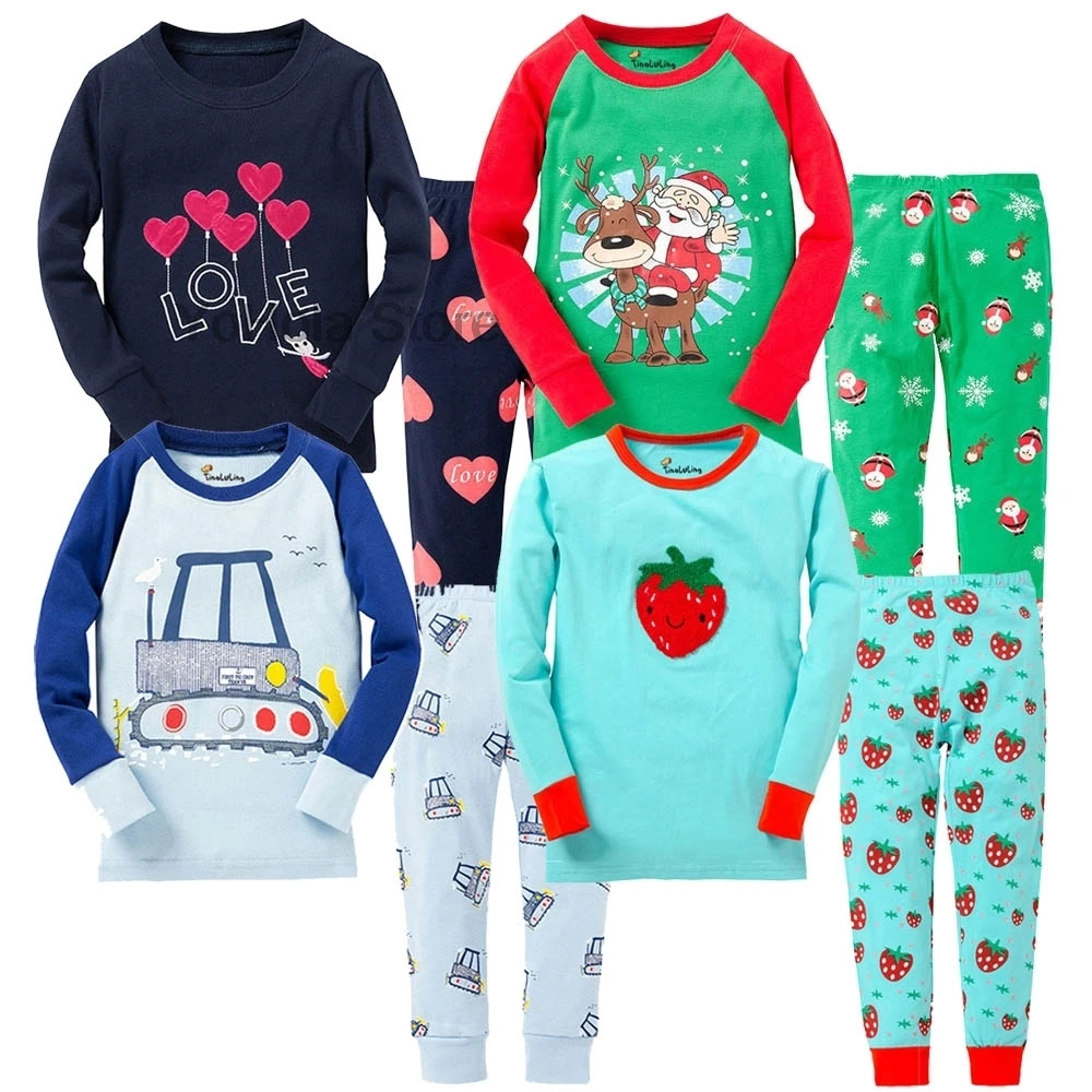 Детская Пижама из 100% хлопка детская мультяшная одежда футболка с длинным рукавом