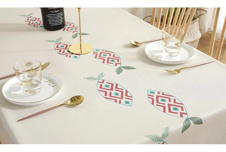 PVC Tablecloth Waterproof Anti-scalding Oil-proof Table Mat Wash-free Nordic Tablecloth Coffee Table Mat Printed Tablecloth