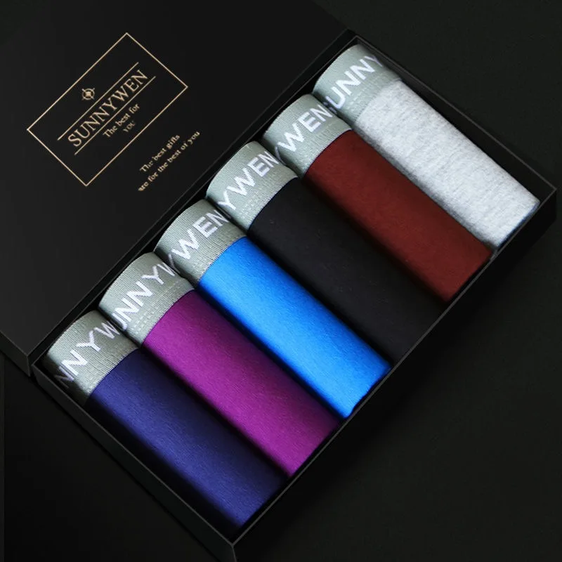 6Pcs Men Boxer Short Cotton Underwear Men's Solid Panties Breathable Boxershorts Large Size L-3XL U Convex Pouch For Men Boxers