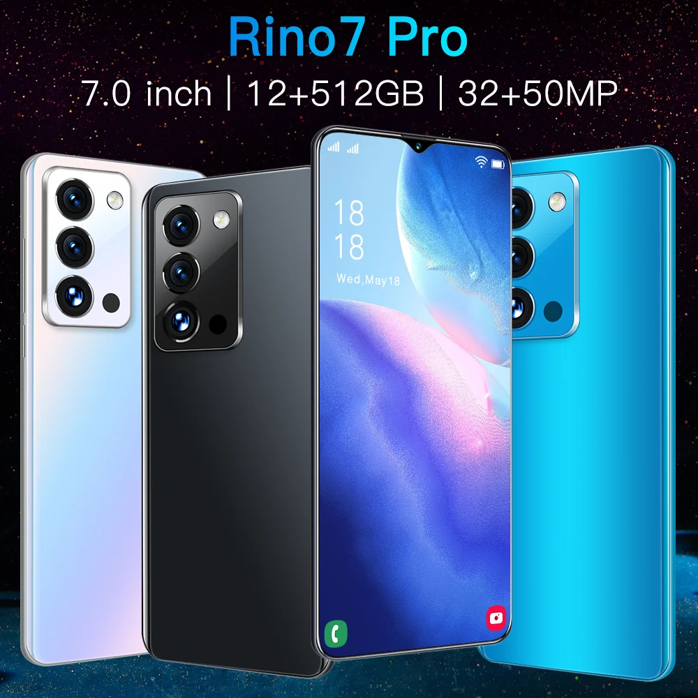 global version rino7 pro 12gb 512gb newest 7 0‘’ 6800mah huawe full screen 5g smartphone deca core 4g lte network mobile phone free gl