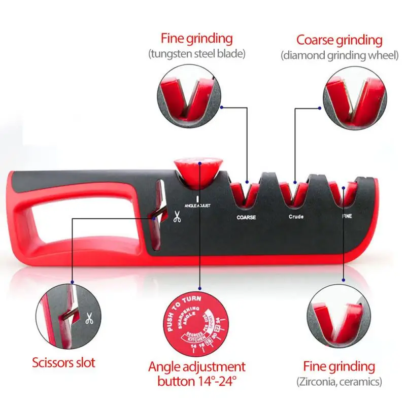 

Adjustment Angle Knife Sharpener 4 Stages Stone Grinder Tungsten Steel Diamond Ceramic Sharpener Tool Hot Kitchen Accessories