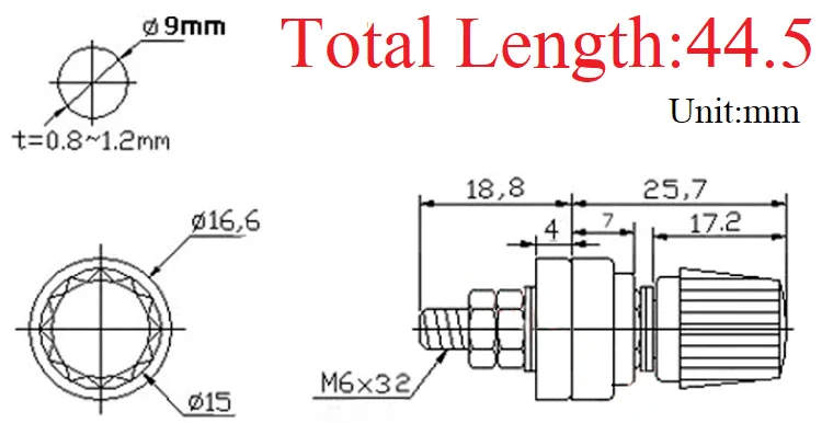 

Copper 333 M6x32 Wire Binding Post Thread Screw Dia 6mm Brass Weld Machine Inverter Clamp Power Supply Connector Terminal Splice