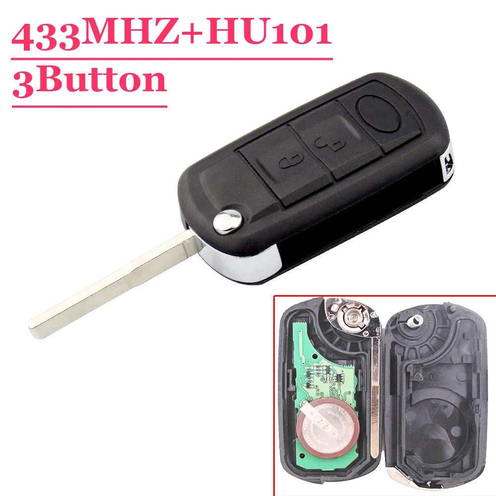 Флип-ключ с дистанционным управлением для Landrover LR3 Range Rover Sport HU101 434 МГц, 3 кнопки, чип ID46 на плате.