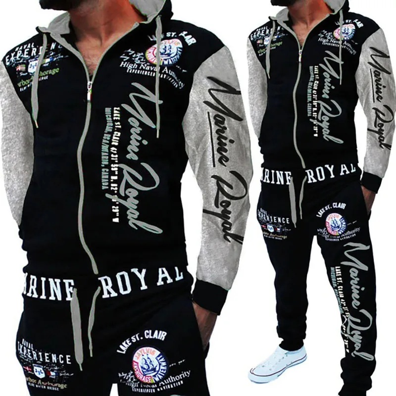 

2021 Men Tracksuit 2 Piece Tops and Pants Mens Sweat Suits Set Letter Print Plus Size Jogger Sets for Men Clothing