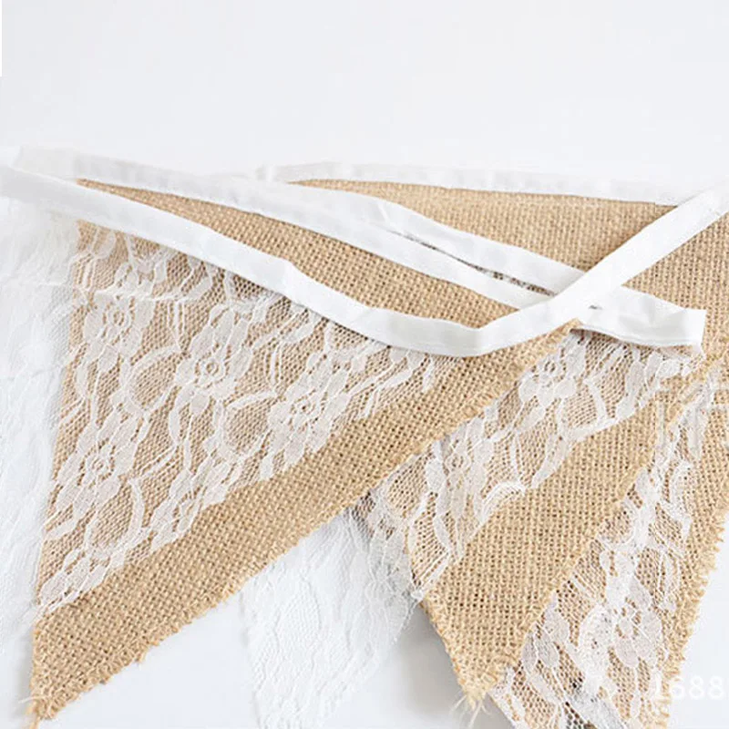 Свадебный декор кружевные флажки гвоздики 3 м Винтажные льняные украшения для