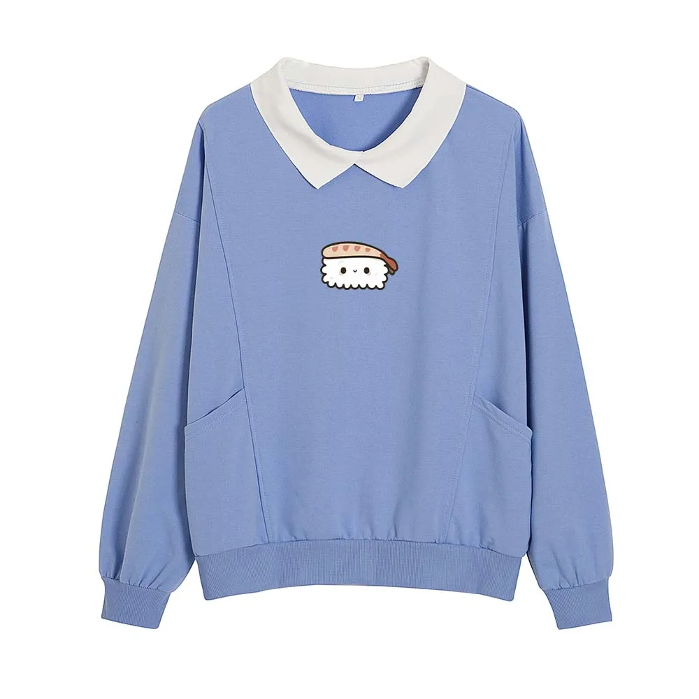 Женская толстовка с длинным рукавом и отложным воротником в стиле Харадзюку |