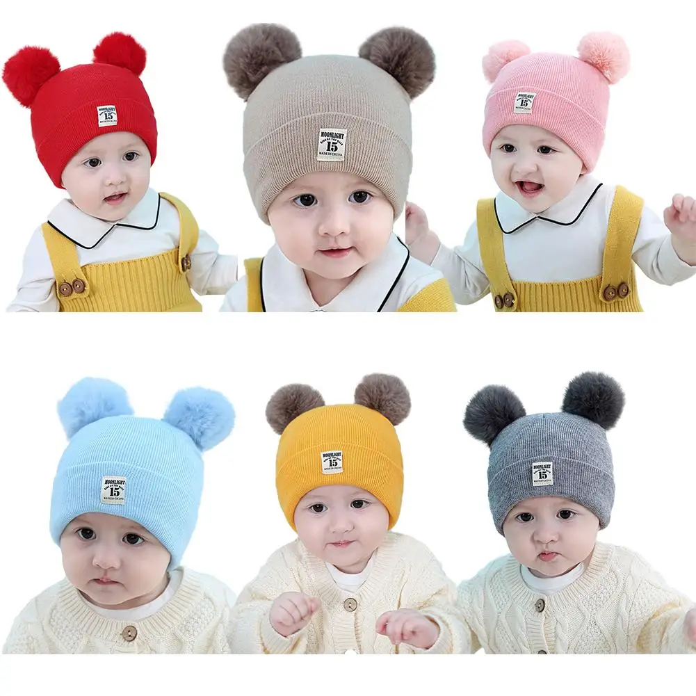 6 Colors Baby Wool Hat Cute Children's Thick Warm Earmuff Winter Knit Infant Toddler Cap Kids Cotton Hats Spot Item | Детская одежда