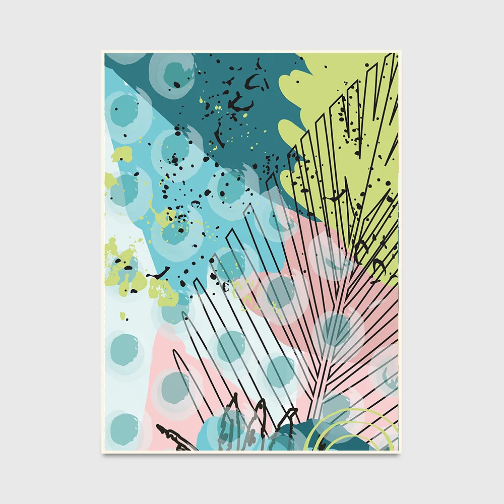 Мультяшный акварельный светло зеленый желтый розовый лист круг шаблон дверной