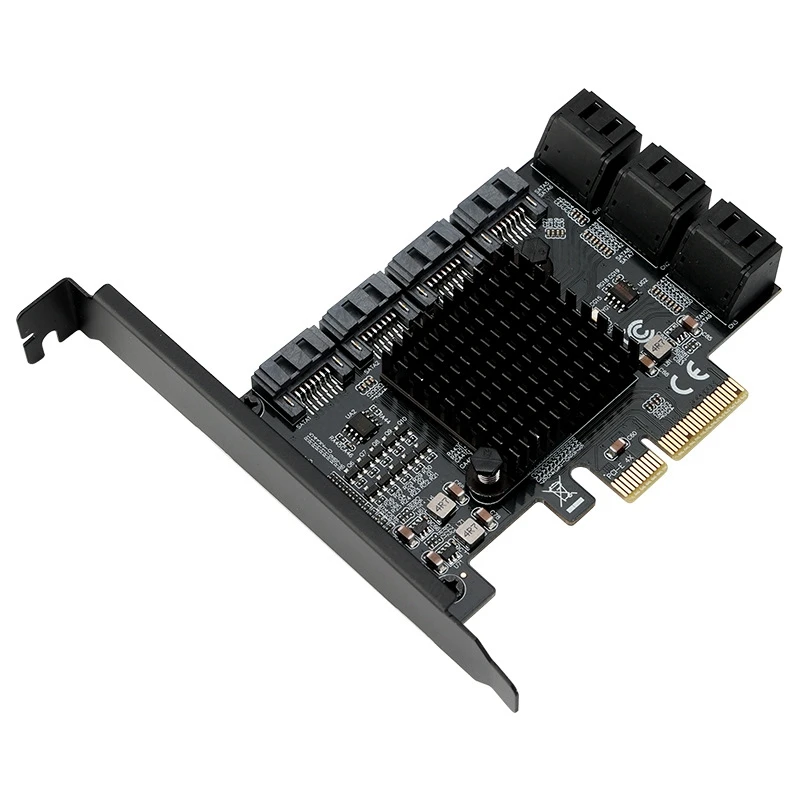 

PCIE to SATA Card 10 Ports 6 Gbps SSD Adapter PCIe Controller Expansion Card Built-in Adapter for Desktop PC ASM1166