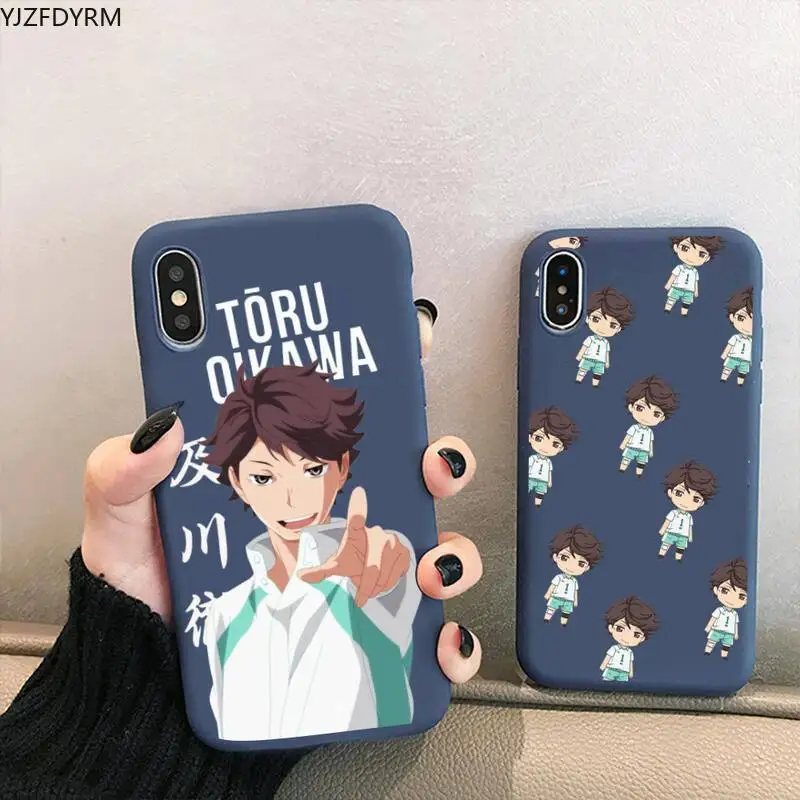 

Oikawa Tooru Haikyuu Anime Phone Case for iPhone 12 mini 11 Pro XS MAX X XR 7 8 6 Plus Candy Color blue Soft Silicone Cover