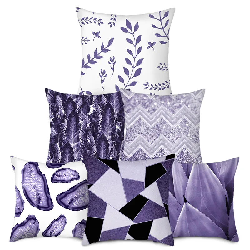 Fuwatacchi геометрические фиолетовые Чехлы для подушек с цветами и лепестками