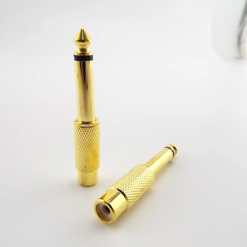 2/5/10 шт. Золотой Аудио Адаптер 6 35 мм 1/4 &quotПапа моно разъем к RCA мама 5 AV разъему