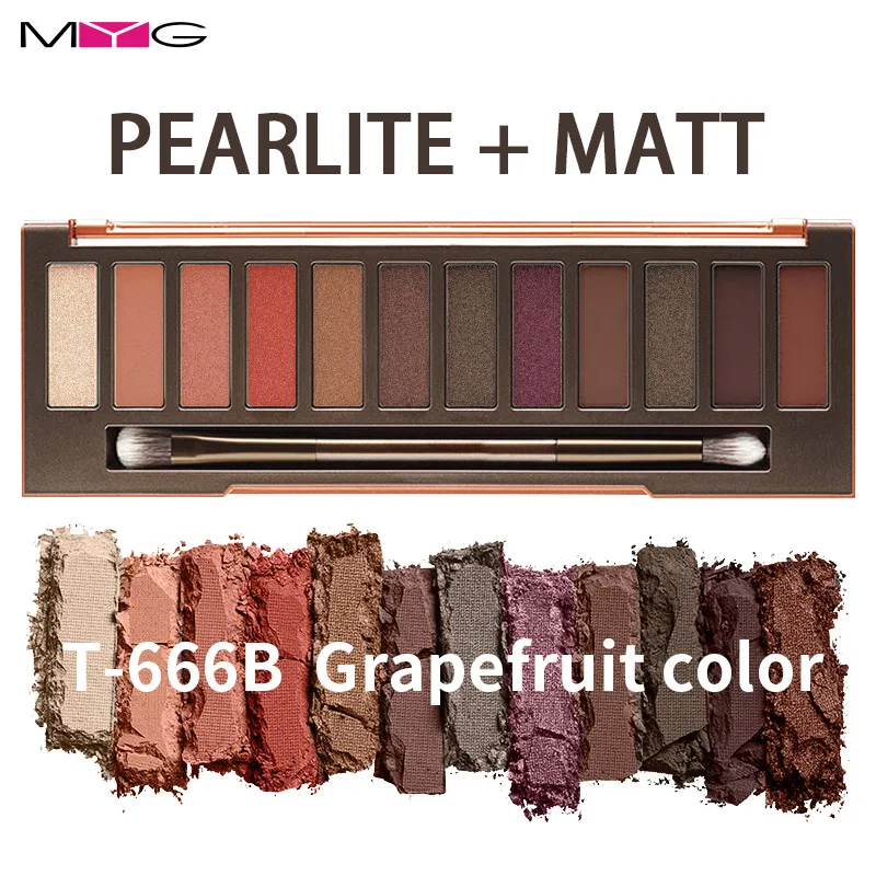 Палитра теней для век MYG naked smoky палитра макияжа матовые блестящие тени 12 цветов с