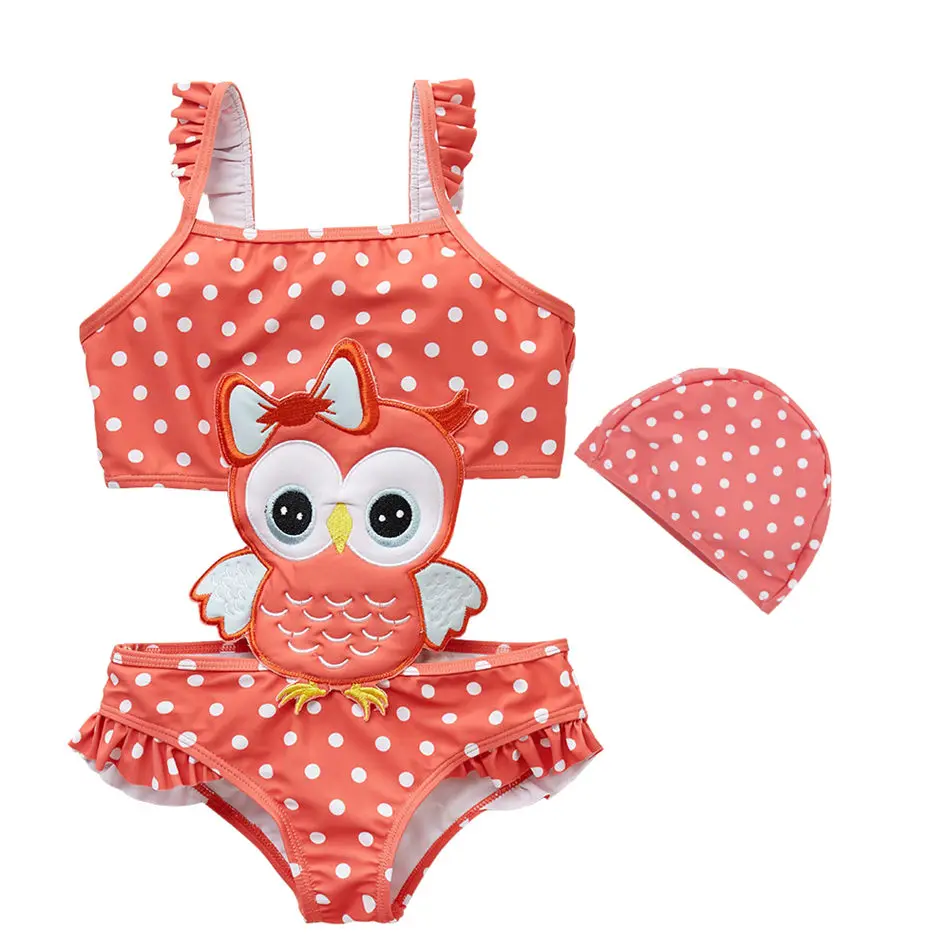 Цельный купальник с шапкой для маленьких девочек купальный костюм одежда