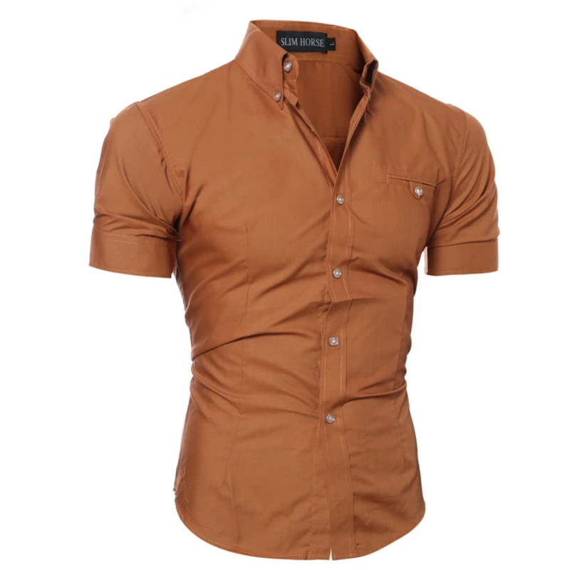 

Summer Social Chemise Men's short Sleeve Shirt 2021 New Mens Homme Solid Color Business Slim Fit Shirts