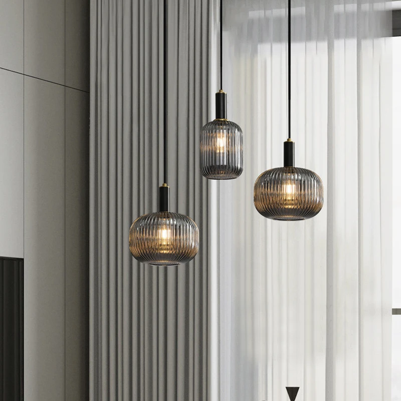 Прикроватные подвесные лампы простая стеклянная Подвесная лампа в полоску