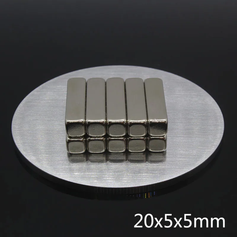 5 шт. N35 Неодимовый магнит 20x5x5 мм постоянный кубовидный блок NdFeB маленький супер мощный сильный Магнитный Магнит для ремесел