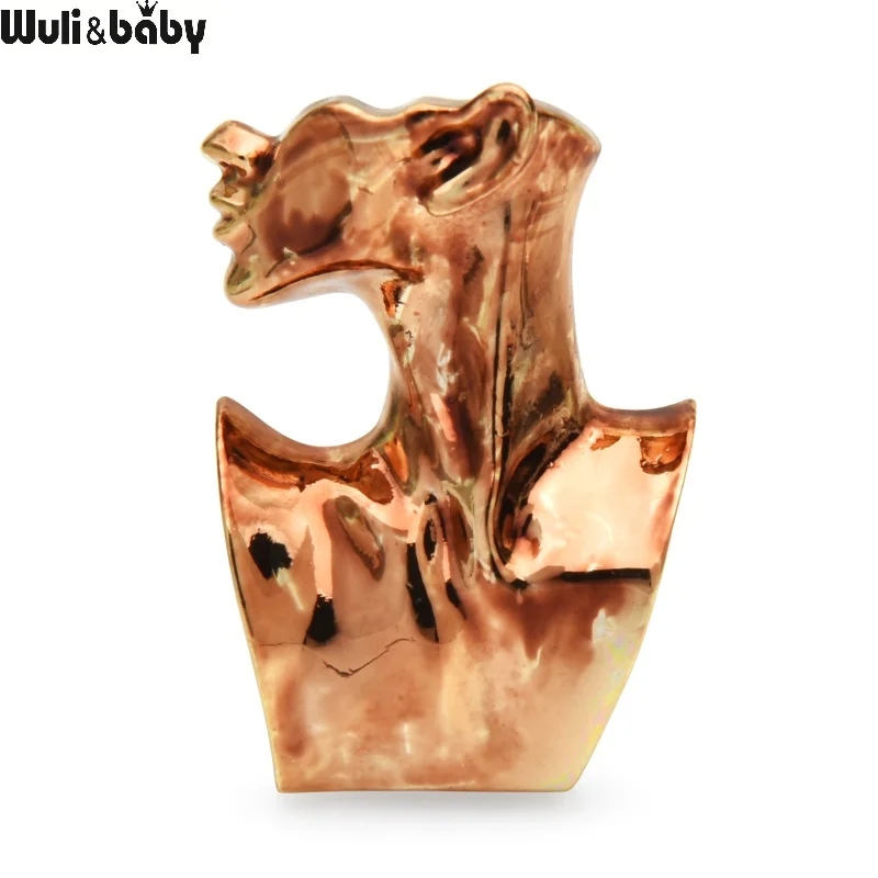 

Wuli&baby Lady Face Brooches For Women New 2-color Art Figure Design Office Party Causal Brooch Pins Gifts