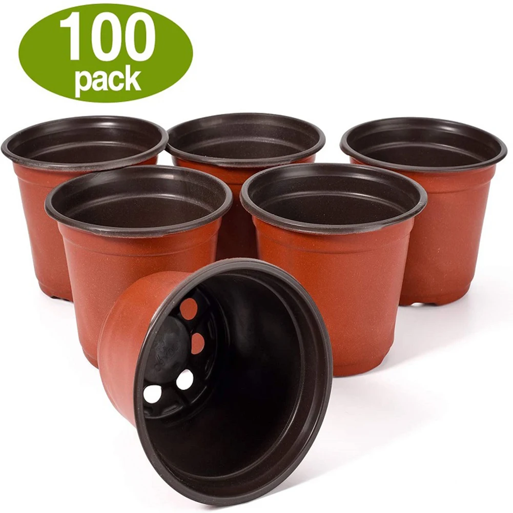 

100 шт. пластиковые цветочные горшки, садоводство, выращивание семян, рассады, растительный поднос, растительные аксессуары, товары