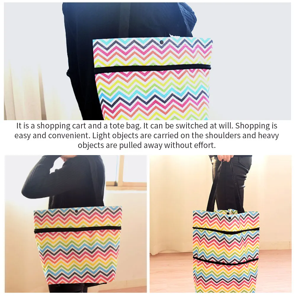 Ecofriendly Trolley Bag Portable Multi-Function Oxford Folable Tote Shopping Reusable Grocery Bags with Wheels | Дом и сад