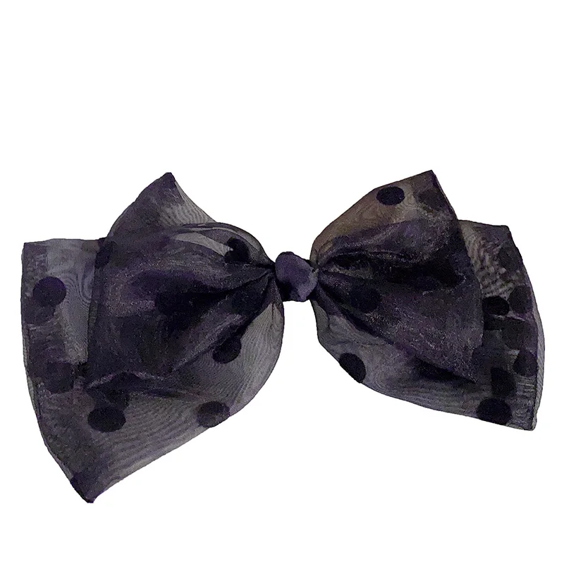 

Autumn New Arrival Romantic French Dots Yarn Barrettes Bows For Woman Girls Hairpin lace Hair Clips Headwear Hair Accessories