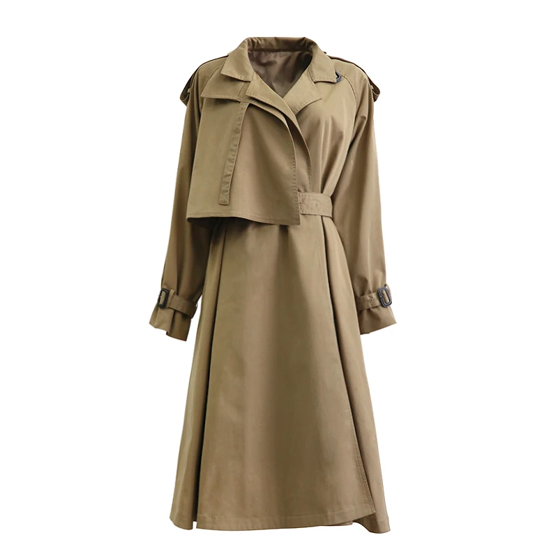 Модный Тренч Женский однотонный Повседневный простой классический длинный