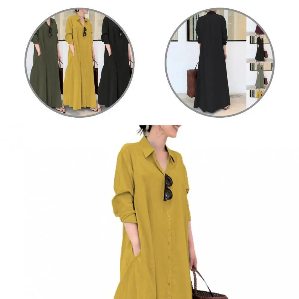 

Sundress Stylish Solid Color Large Hem Dress Dress Autumn Dress Long Sleeve Streetwear