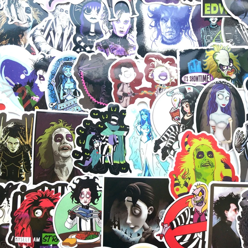 61pcs Stickers Tim Burton Classic Movie Edward Scissorhands Graffiti Sticker For Skateboard Laptop Bicycle Waterproof Decals F4