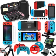 Game Accessories Set For Nintend Switch Travel Bag Joycon Grip Protective Cover Charging Dock Cable Screen Protector Card Box