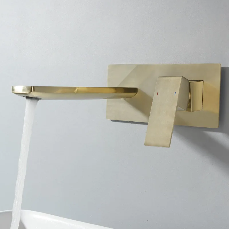 basin faucet concealed bathroom sink faucet brushed gold in wall basin spout mixer tap set combination blanoir solid brass tap free global shipping