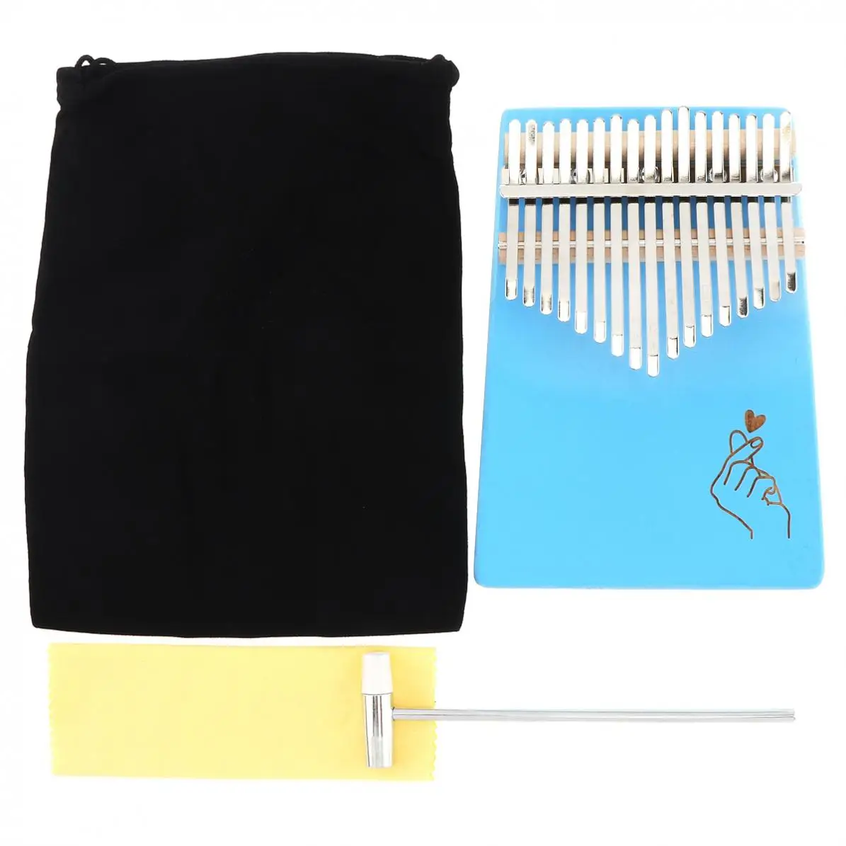 Пианино для большого пальца 17 клавиш Kalimba синий палец сердце узор твердая