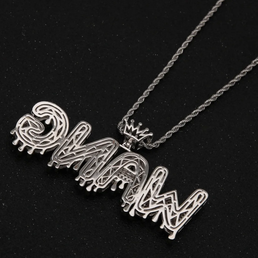 Hip Hopking collier hommes personnaliser goutte a gotte cop initial lettre pendentif en argent или rose commission what gem cub