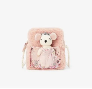 2023 Shoulder Bag Transparent Children Bag Toddler Baby Pink Faux Fur Effect Animal-Shaped Lovely Mini Accessory Messenger Bag