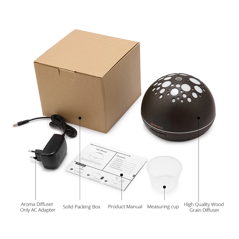 

Ultrasonic Humidifier Diffuser with 7-color LED Light Vintage 300ML Aroma Essential Oil Diffuser Timing Air Humidifier