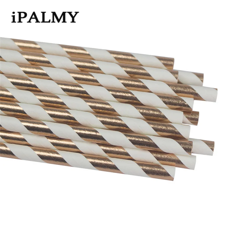 100 шт. экологически чистые биоразлагаемые полосатые соломинки ipalmay розовые