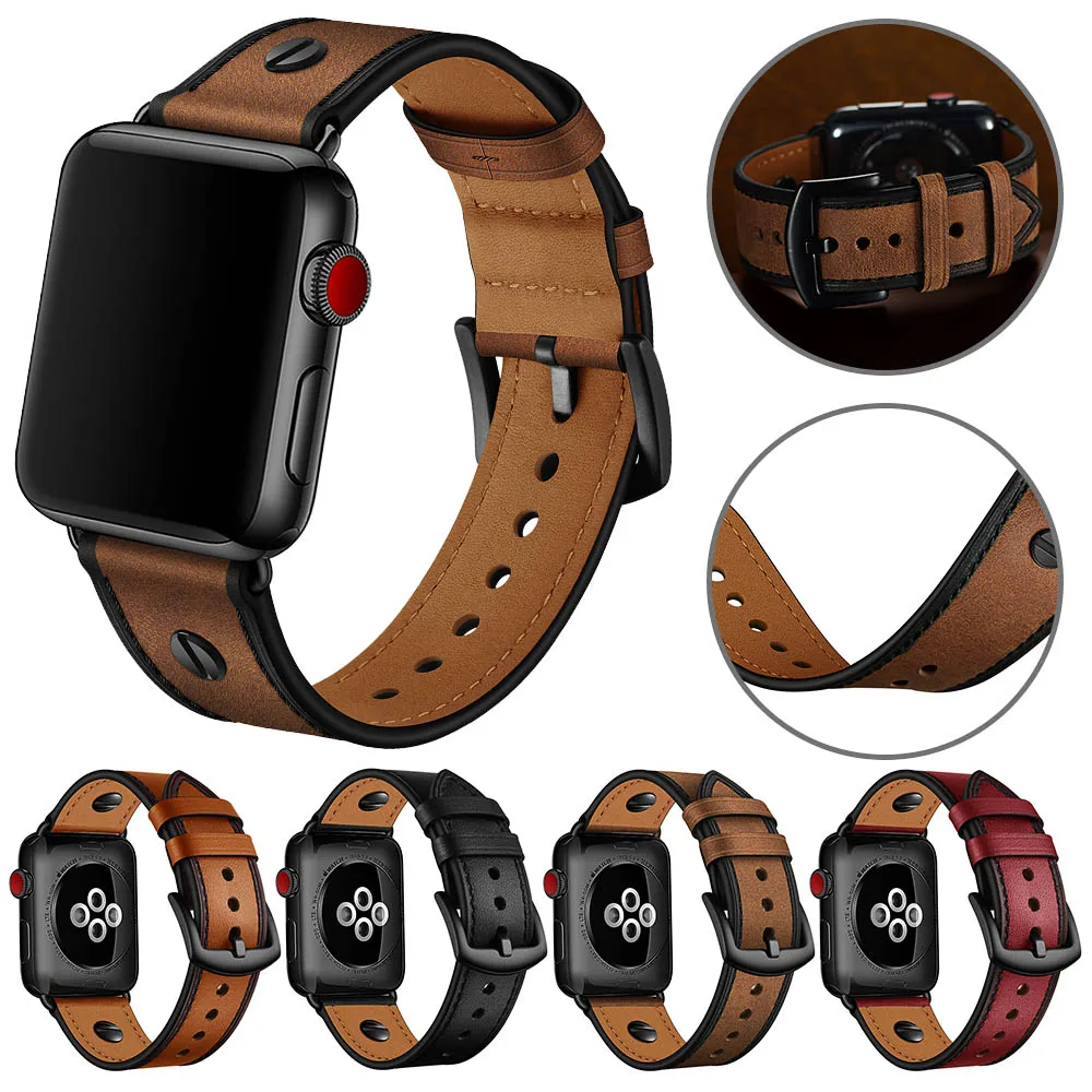 

Ремешок кожаный для Apple Watch SE Series 6, 5, 4, 3, 2, 1, 40 мм, 44 мм, 38 мм, 42 мм