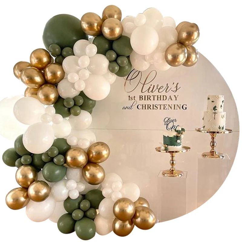 Kit de guirnalda de arco de globos verdes Oliva, conjunto de globos dorados para boda, cumplea&ntilde;os, Baby Shower, decoraciones para fiesta, 121 piezas-4