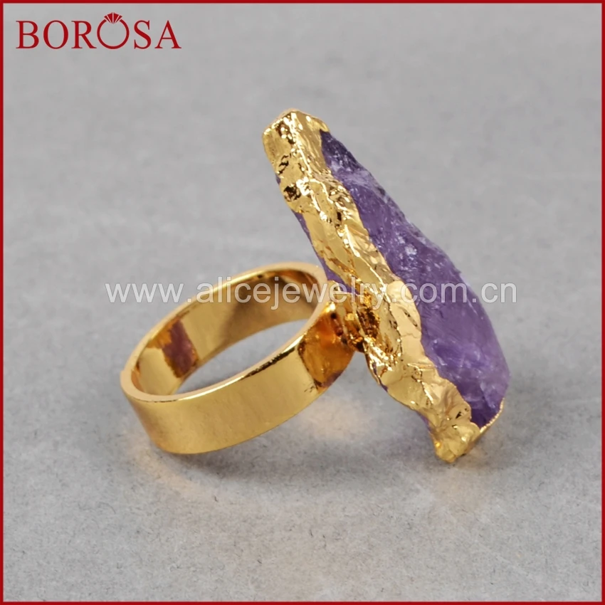 BOROSA 5/10 шт. наконечник стрелы золотого цвета сырье натуральный аметист кольца
