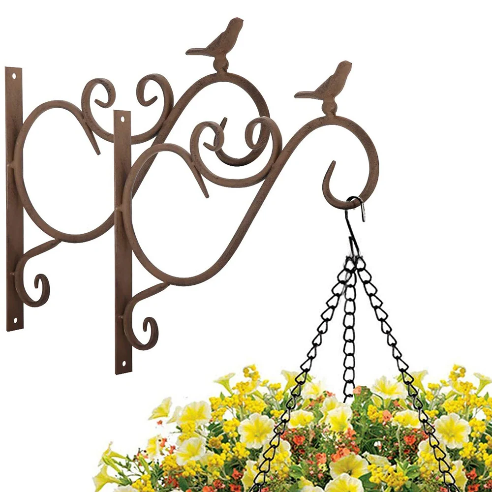 

Металлическая подвесная корзина для цветов, настенный кронштейн для сада, балкона, держатель для цветочных Горшков