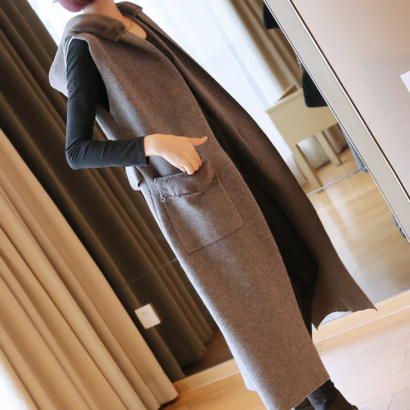 Корейский вариант темперамента без рукавов свитер куртка женская осень большой