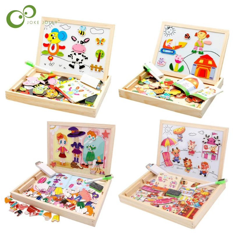 Деревянная магнитная головоломка/Животные/автомобиль/цирк доска для рисования 5