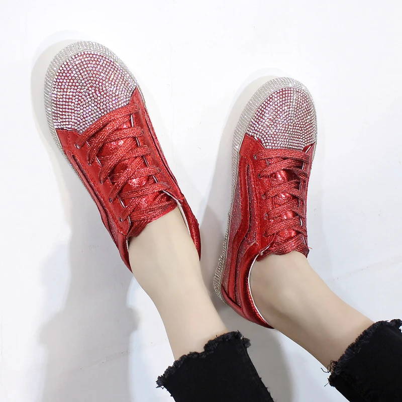 Сезон весна Новинка Модный бренд Туфли лодочки Женская обувь Кроссовки стразы