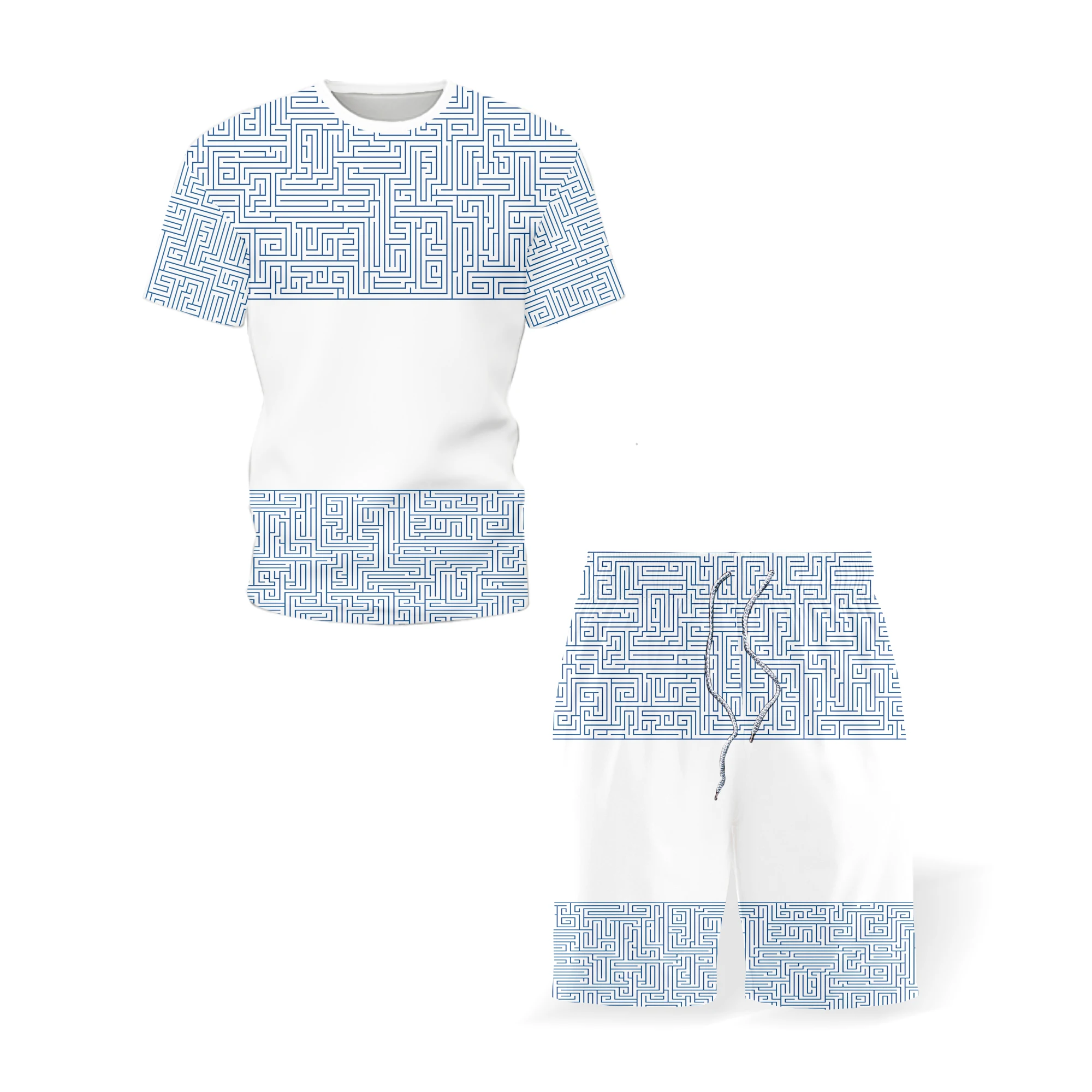 

New 3D men's T-shirt casual sports fake tie smiley Harajuku street fitness running home short-sleeved shorts couple suit