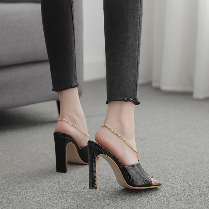 Rxemzg/шлепанцы на квадратном каблуке со змеиным принтом босоножки высоком летние