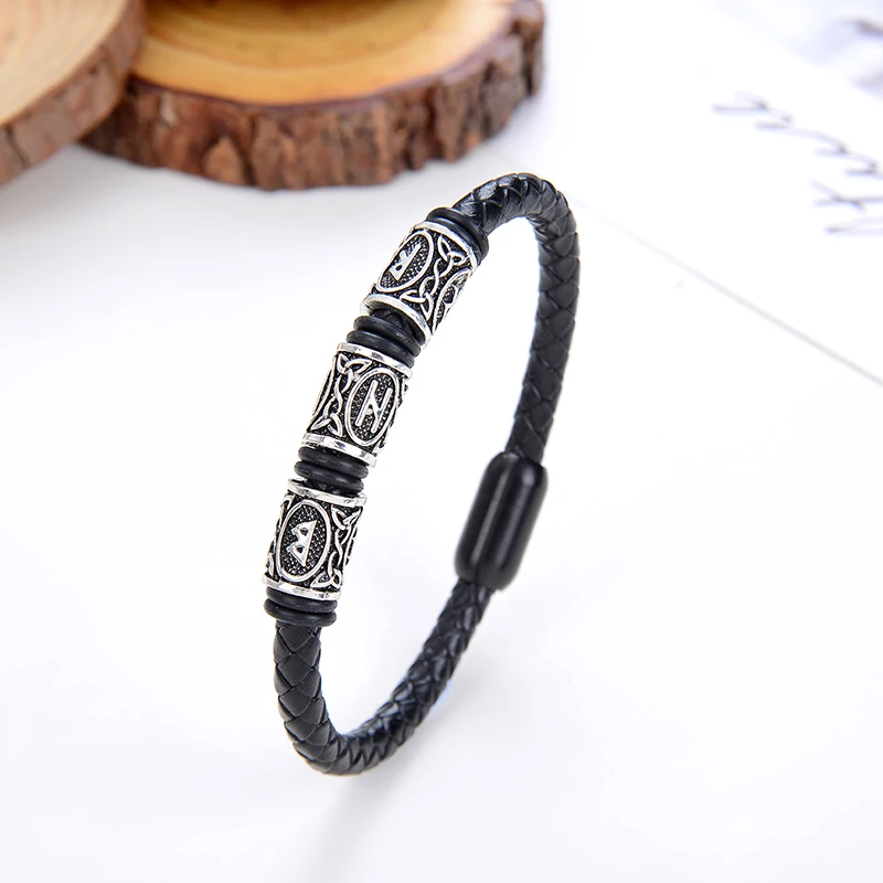 Браслет-амулет Викингов с рунами и ароматерапией из нержавеющей стали 316L для мужчин и женщин.