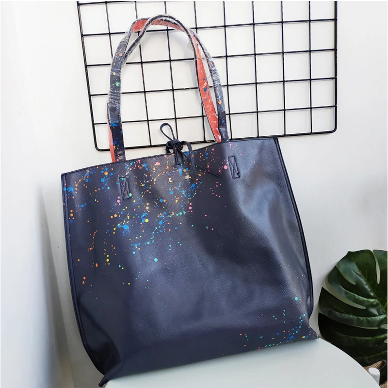 

wholesale Spain .laugiseD Women's handbags double-sided personality splash ink tote bag graffiti handbag fashion shoulder bag（0）