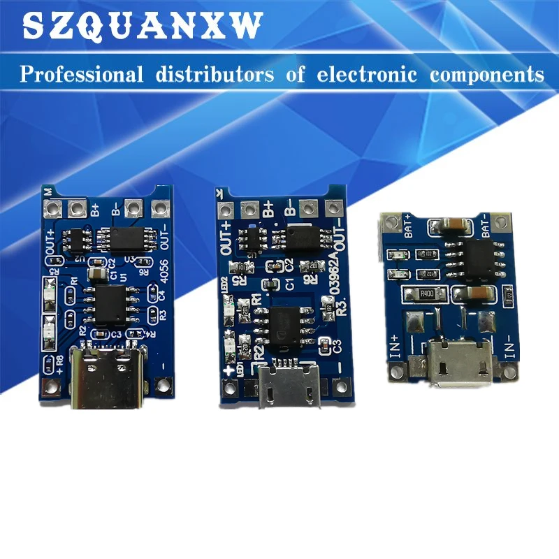 

Mini Micro Type-c USB 5V 1A 18650 TP4056 Lithium Battery Charger Module Charging Board With Protection Dual Functions 1A Li-ion