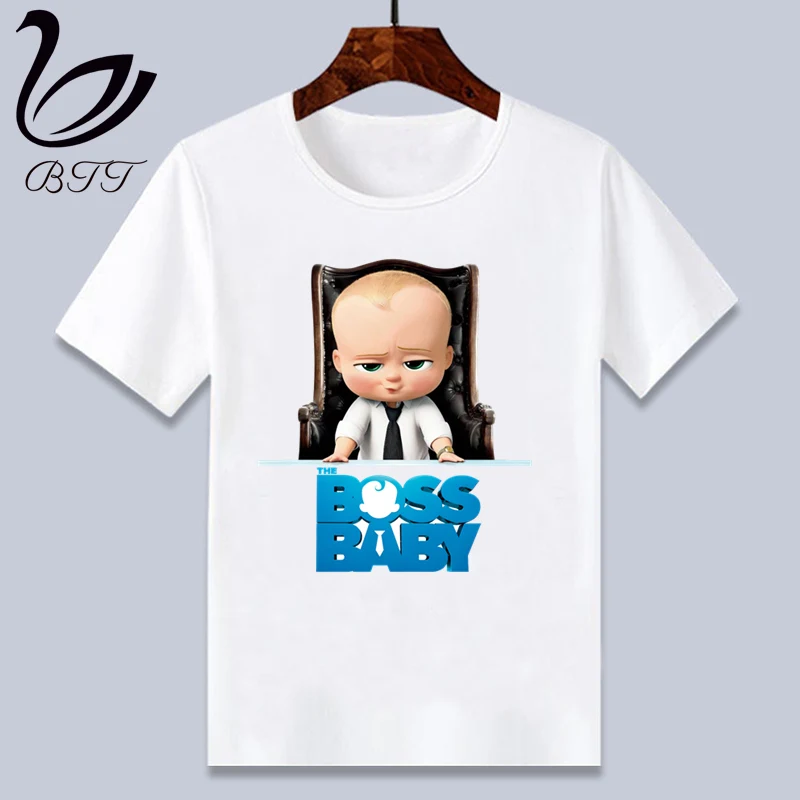 B Забавная футболка для мальчиков с героями мультфильма «Boss Baby»; Футболка с принтом; дизайнерские Детские футболки; детская одежда с короткими рукавами - Цвет: B